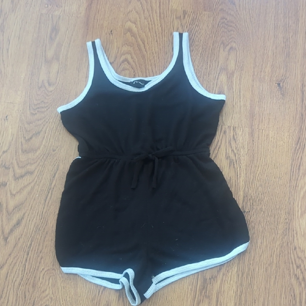 Art Class Black and White Romper with Elastic Waist